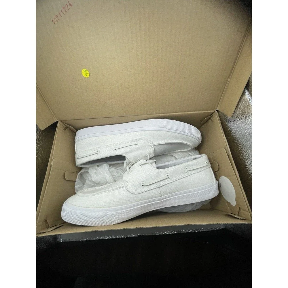 Sperry Bahama Washed Twill Boat Mens 13 M White STS24259 New In Box